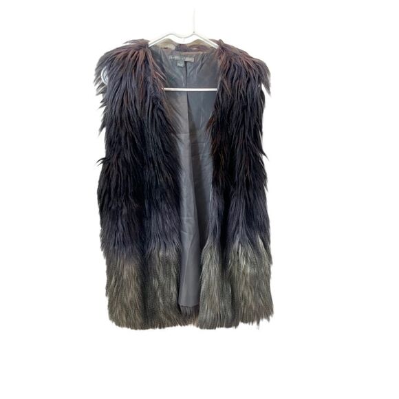 Valerie Stevens Ombré Faux Fur Open Front Vest Size Large - Picture 3 of 12